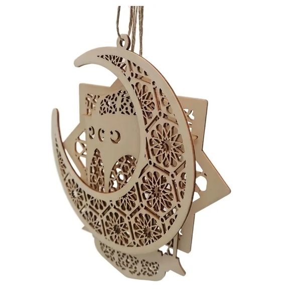NWT 3 peice Handmade Ramadan wooden hanging decorations/ Ramadan and Eid decor - Picture 3 of 5